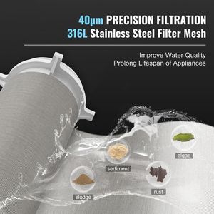 Filtro Sedimentario Elettrico da 40 Micron per Tutta la Casa per Acqua di Pozzo 1'' MNPT + 3/4'' FNPT 8 T/H ad Alta Portata Certificato NSF Spin - Product Image 2