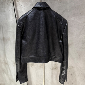 Women's Genuine Leather <b>Bomber</b> <b>Jacket</b> Full Sleeve Turn-down Collar Button Closure Short Length Autumn Style - Product Image 2