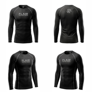 Flair Men's Long Sleeve <b>Compression</b> <b>Shirt</b> <b>Black</b> O-Neck Knitted Polyester Quick Dry Sporty Fit - Product Image 6
