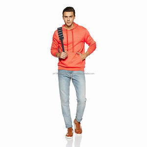 Sweat-shirts à capuche orange pour hommes grande taille, coton de haute qualité, vêtements décontractés unis, sweat-shirts d'hiver en vente - Product Image 3