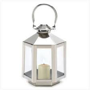 Modern Sleek Stainless Steel Hanging Candle <b>Lantern</b> <b>Silver</b> Finish Metal Candle Holder For Indoor Outdoor Home & Wedding Decor - Product Image 1