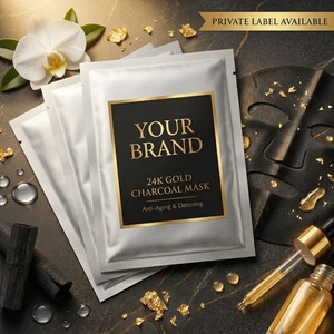 Masque facial en feuille de charbon d'or 24K à marque privée, faible MOQ 1000 pièces |   Soins de la peau anti-âge taïwanais - Product Image 1