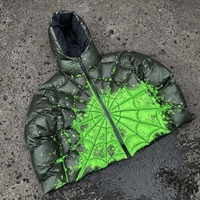 Veste matelassée thermique personnalisée en tissu réactif à la chaleur, effet toile d'araignée, pour l'hiver, manteau chaud, vente en gros du fabricant