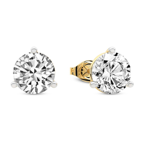 Anillo de oro macizo de 18k de lujo y elegante, aretes de oro con diamantes de laboratorio redondos de tres puntas estilo Martini para mujeres y niñas. - Product Image 4
