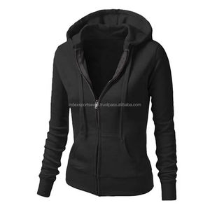 Pull à capuche décontracté pour femmes personnalisé polyester/coton polaire motif solide col à capuche teint uni pour l'hiver vente en gros - Product Image 2