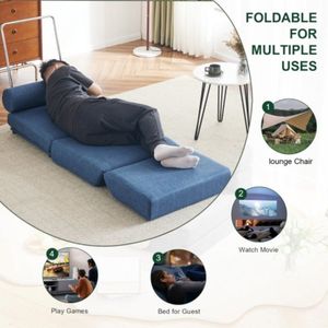 Divano letto portatile pieghevole in lino e facile da riporre, poltrona singola in lino traspirante per il tempo libero, realizzata con cuscino indossabile - Product Image 5