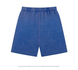 Men's Acid Wash Printed Casual 100% Cotton Quick Dry Breathable Drawstring Mid Waist Black Blue <b>Sweat</b> <b>Shorts</b> - Product Image 3