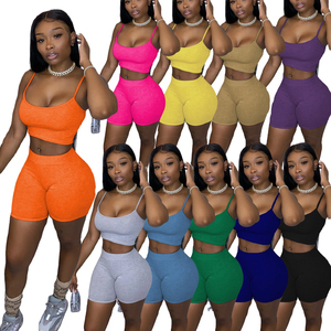 Custom logo Women Summer Biker Shorts <b>Set</b> Blank 2 Two Piece Short <b>Set</b> Plain Sweatsuits Tracksuits for Women 2025 - Product Image 4