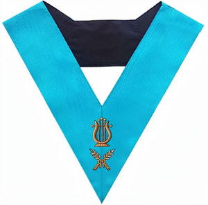 Collier Music Master Offcer - Broderie à la main en fil de soie doré, style Groussier Rite Moire français - Product Image 1