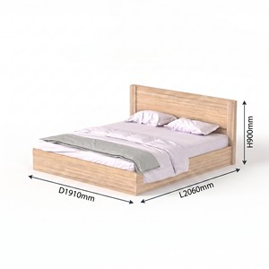 Cadre de lit King Size moderne 2245 en bois d'ingénierie avec sommier plateforme et tête de lit encadrée classique – Mobilier de chambre principale - Product Image 2