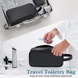 Bolsa de Viaje Organizadora de Accesorios de Cuero Genuino al por Mayor, Bolsas Cosméticas con Cremallera, Bolsa de Maquillaje para Mujer, Bolsa de Aseo para Hombre - Product Image 4