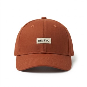 Gorra de Béisbol Relevo Marrón de Sarga de Algodón, 6 Paneles, Ajustable, Unisex, Casual, con Parche con Logotipo Frontal - Product Image 1