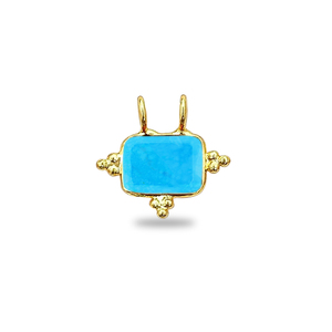 Breloque rectangulaire fantaisie en turquoise, plaquée or, faite à la main, bijoux pierre de naissance, bijoux turquoise bleu, fournisseurs indiens - Product Image 1