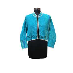 เสื้อแจ็คเก็ตผ้าฝ้ายถักลายวินเทจแบบคันธา คอเต่าติดกระดุม ทำมือ ใส่ได้สองด้าน เป็นมิตรต่อสิ่งแวดล้อม ระบายอากาศได้ดี แห้งเร็ว สำหรับผู้หญิง ฤดูใบไม้ผลิ ฤดูใบไม้ร่วง - Product Image 2