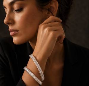 Alluring Premium Quality Brass Silver Plated CZ Zircon Fashion <b>Bracelet</b> for Women Party Wedding Collection - Product Image 2