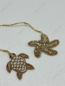 Wholesale Handmade Beaded Sea Turtle and Starfish Bag Charm Luxury Ocean Theme <b>Purse</b> Charm Keychain OEM ODM Private Label Manufa - Product Image 2