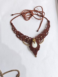 Handmade Macrame <b>Necklace</b> Natural Stone Pendant Boho Tribal Ethnic Jewelry Woven <b>Cord</b> Statement <b>Necklace</b> Artisan Jewelry Gift - Product Image 6