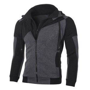 Diseño único con capucha Última moda Manga larga Patchwork Pullover Hombre Cremallera Sudaderas Premium Mezcla de algodón Zip Front Sudaderas - Product Image 6