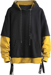 Sudadera con Capucha Extra Grande para Hombre, Negra y Gris, con Bolsillo en la Manga, Estilo Casual para Otoño - Product Image 3