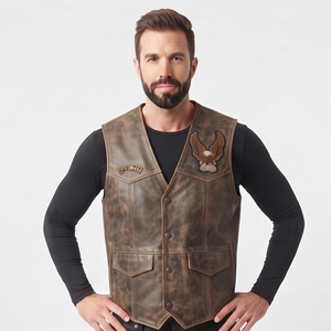 Chaleco de Cuero Premium para Motociclistas, Chaleco sin Mangas para Motociclismo, Chaqueta sin Mangas para Motociclistas - Product Image 3