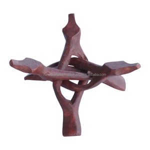 แท่นวางไม้แกะสลักแบบสามขา พับได้ สีน้ำตาลแดง ประดับเปลือกหอยเป๋าฮื้อ คริสตัล ลูกบอล ภาชนะใส่กุญแจ ภาชนะใส่ธูป สำหรับฤดูหนาวและฤดูใบไม้ร่วง - Product Image 3