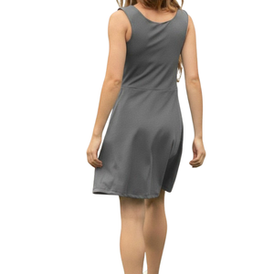 Vestido Deportivo para Mujer, Sin Mangas, Cuello Cuadrado, Ajustado, Color Gris Sólido, para Todas las Temporadas, Spandex/Poliéster, Vestido de Tenis para Mujer - Product Image 2