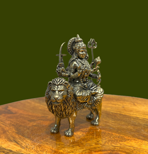 Handcrafted Brass Maa Durga <b>Statue</b> on Lion Hindu Goddess Idol Religious Home Temple Decor - Product Image 4