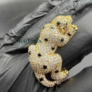 Anillo de cóctel de pantera de moissanita chapado en plata 925 para hombre, con engaste pavé, forma de animal, joyería de lujo unisex para fiesta - Product Image 2