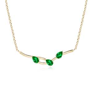 14K <b>Solid</b> <b>Gold</b> Natural Pear-Shaped Emerald Tree Branch <b>Pendant</b> Classic Fine Jewellery Anniversary Wedding Gift For Her 2026 - Product Image 1