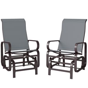 Set di 2 sedie a dondolo singole con struttura leggera in metallo e rete, colore grigio - Product Image 1