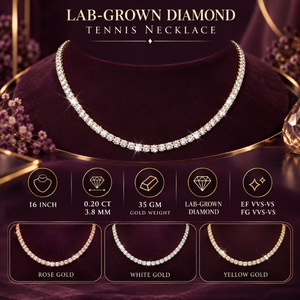 Collier tennis de luxe en diamants de laboratoire |   Collier en or 18 carats avec diamant VVS rond de 3,8 mm, 16 pouces, fournisseur en gros de bijoux fins - Product Image 5