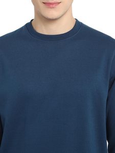 Sudadera de Hombre de Estilo Único, Informal, de Invierno, de Alta Calidad, 100% Algodón, Felpa, Manga Larga, Color Azul Liso - Product Image 3