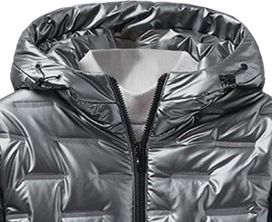 2026 New Arrival Winter Keep Warm Glossy Zip Nylon Canvas Solid Color Puffer Jackets <b>Thin</b> Plus Size <b>Hoodie</b> Glossy Jackets - Product Image 3