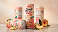Rita Ginger Melkthee Perzik 325ml Geblikte Instant Melkthee Drank Verfrissende Zoete Fruitdrank Groothandel OEM ODM Private Label