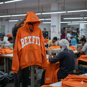 Hoodies à prix abordables, effet délavé soleil, broderie vieillie, haute qualité, en molleton bouclette épais, coupe oversize, avec fermeture éclair vieillie - Product Image 6