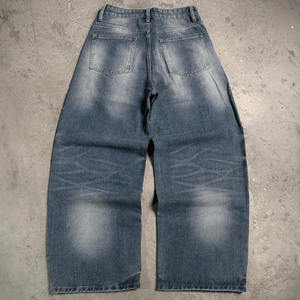 Jean Carpenter Homme Marron Délavé Vintage Coupe Droite Ample Denim Vieilli Poches Utilitaires Mi-lourd Streetwear Broderie Printemps - Product Image 4