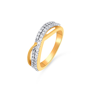 Anillo de Diamantes Dreamy Dazzle, Elegante Anillo de Oro Amarillo con Detalles de Diamantes - Acabado Pulido, Banda Trenzada, Regalo de Aniversario - Product Image 1