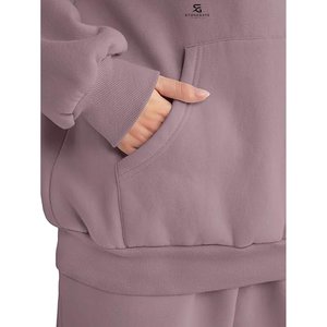 Conjunto de Sudadera con Capucha y Pantalones de Chándal de Algodón para Mujer, Estilo Oversize, Casual, para Invierno, Ajuste Holgado, con Bolsillos Laterales - Product Image 4
