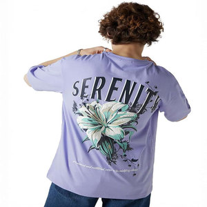 Serenity Floral Print <b>Men's</b> Short Sleeve T-Shirt Regular Fit O-<b>Neck</b> Casual Jersey Knitted 100% Cotton Breathable Back Logo - Product Image 1