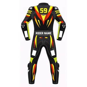 Traje de Carreras de Motocicleta Personalizado de Cuero Vacuno/Canguro para Hombre, Mono de Una Pieza para Día de Pista/Traje de Motociclista con Protector OEM CE - Product Image 2