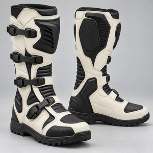 Bottes de moto longues en cuir robuste avec caractéristiques anti-abrasion, doublure confortable et ajustement sécurisé pour les motards - Product Image 3