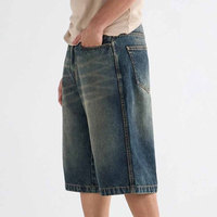 Celana Pendek Denim Pria Musim Panas Kasual Warna Biru Tua Klasik, Model Slim Modern, Gaya High Street, Bahan Bernapas, Cepat Kering, Ramah Lingkungan