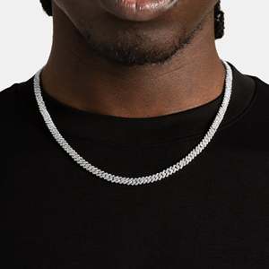 Men's 925 Silver Rhodium Plated <b>Rope</b> <b>Chain</b> Necklace Hiphop Style Everyday Wear - Product Image 1