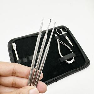 Ensemble de 4 outils professionnels de beauté pour pédicure et manucure, coupe-ongles en acier inoxydable 5 en 1, durable, luxueux, classique, rose/noir - Product Image 4