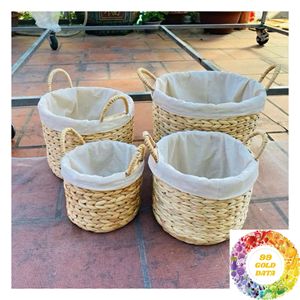 Natural Water Hyacinth Round <b>Basket</b> Without Handles for Clothes <b>Toys</b> Books Blankets and Household <b>Storage</b> Home Use - Product Image 6