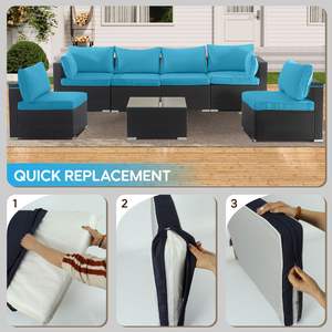 Sky Blue <b>Outdoor</b> Patio Furniture Replacement <b>Cushions</b> Deep Seat <b>Sectional</b> <b>Outdoor</b> Pillows & <b>Cushions</b> - Product Image 2