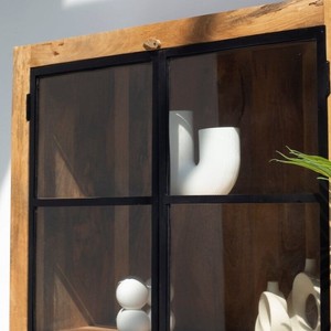 Vitrine industrielle en bois Vandana Merino Grand avec portes en métal noir, design de rangement moderne - Product Image 6