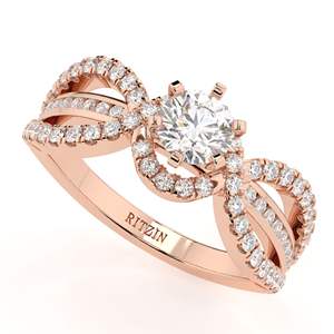 Anillo de compromiso y aniversario para mujer, con diamante cultivado en laboratorio de corte redondo, estilo elegante, en oro rosa de 10K/14K/18K y plata de ley. - Product Image 1