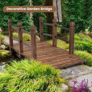 Ponte da Giardino in Legno di 1,5 Metri con Ringhiere di Sicurezza per Paesaggistica e Terrazze - Product Image 3