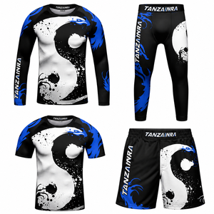 Ensemble de boxe MMA pour enfants, t-shirt et short personnalisés en sublimation intégrale, polyester extensible durable, arts martiaux, sports - Product Image 1